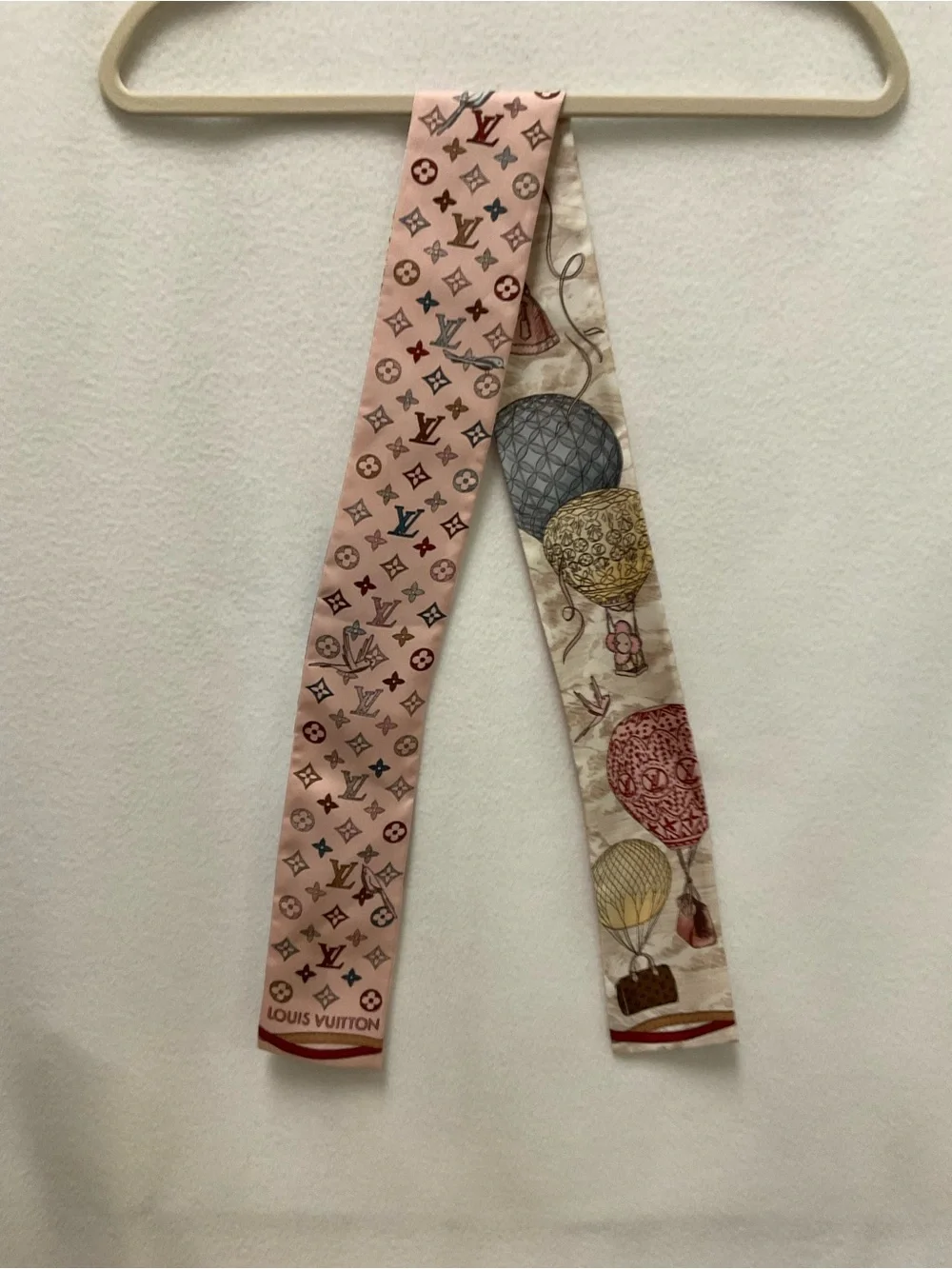 Louis Vuitton Pink Multicolor Monogram Hot Air Balloon Silk Twilly